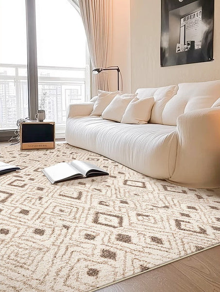 Contemporary Area Rugs for Bedroom, Geometric Modern Rugs for Dining Room, Dining Room Floor Carpets, Mid Century Modern Living Room Rugs-LargePaintingArt.com