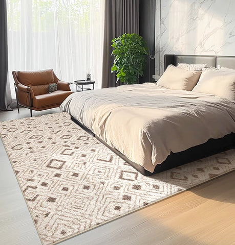 Geometric Modern Rugs for Dining Room, Contemporary Area Rugs for Bedroom, Dining Room Floor Carpets, Mid Century Modern Living Room Rugs-LargePaintingArt.com