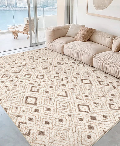 Contemporary Area Rugs for Bedroom, Geometric Modern Rugs for Dining Room, Dining Room Floor Carpets, Mid Century Modern Living Room Rugs-LargePaintingArt.com