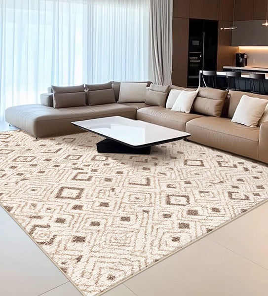 Contemporary Area Rugs for Bedroom, Geometric Modern Rugs for Dining Room, Dining Room Floor Carpets, Mid Century Modern Living Room Rugs-LargePaintingArt.com