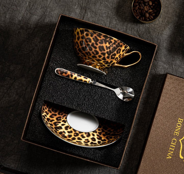 Creative Porcelain Tea Cup Sucer Set, Modern Ceramic Cups, Elegant Ceramic Coffee Cups, Unique Tea Cups and Saucers in Gift Box-LargePaintingArt.com