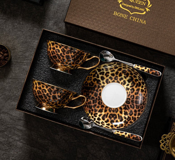 Creative Porcelain Tea Cup Saucer Set, Modern Ceramic Cups, 7.8 oz Ceramic Coffee Cups, Unique Tea Cup and Saucer in Gift Box-LargePaintingArt.com