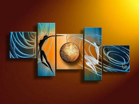 Simple Modern Art, Love Abstract Painting, Abstract Art of Love, Living Room Wall Painting, 5 Piece Canvas Painting for Sale, Bedroom Abstract Painting-LargePaintingArt.com
