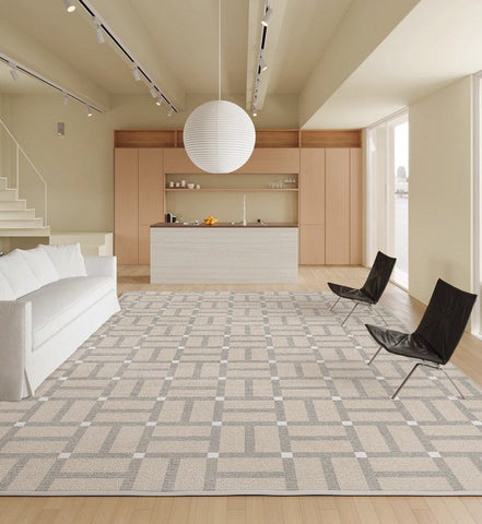 Modern Soft Rugs under Dining Room Table, Geometric Contemporary Modern Rugs Next to Bed, Abstract Area Rugs for Living Room, Modern Carpets for Office-LargePaintingArt.com