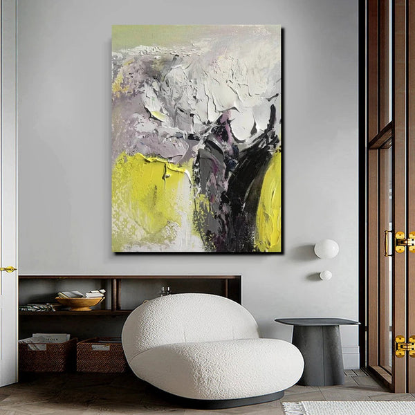 Living Room Abstract Paintings, Hand Painted Canvas Paintings, Heavy Texture Paintings, Palette Knife Painting, Modern Acrylic Painting-LargePaintingArt.com