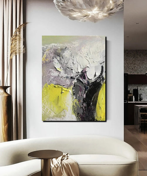 Living Room Abstract Paintings, Hand Painted Canvas Paintings, Heavy Texture Paintings, Palette Knife Painting, Modern Acrylic Painting-LargePaintingArt.com