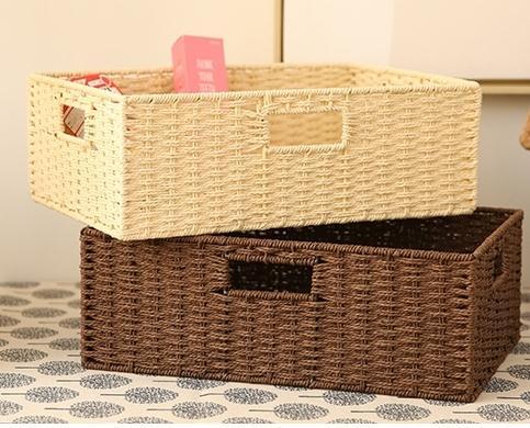 Woven Straw basket, Storage Basket, Rectangle Basket, Picnic Basket-LargePaintingArt.com