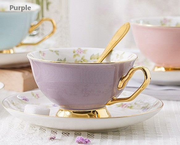 Elegant Ceramic Coffee Cups, Beautiful British Tea Cups, Unique Afternoon Tea Cups and Saucers in Gift Box, Royal Bone China Porcelain Tea Cup Set-LargePaintingArt.com