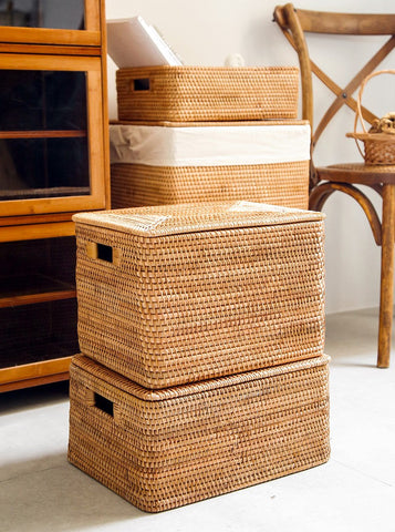 Oversized Rattan Storage Basket, Extra Large Rectangular Storage Basket for Clothes, Storage Baskets for Bathroom, Bedroom Storage Baskets-LargePaintingArt.com