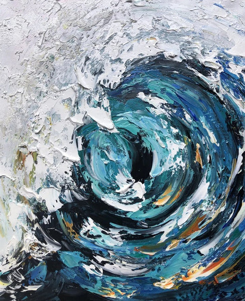 Big Wave Painting, Seascape Canvas Painting, Living Room Wall Art Painting, Landscape Canvas Paintings, Heavy Texture Canvas Art-LargePaintingArt.com