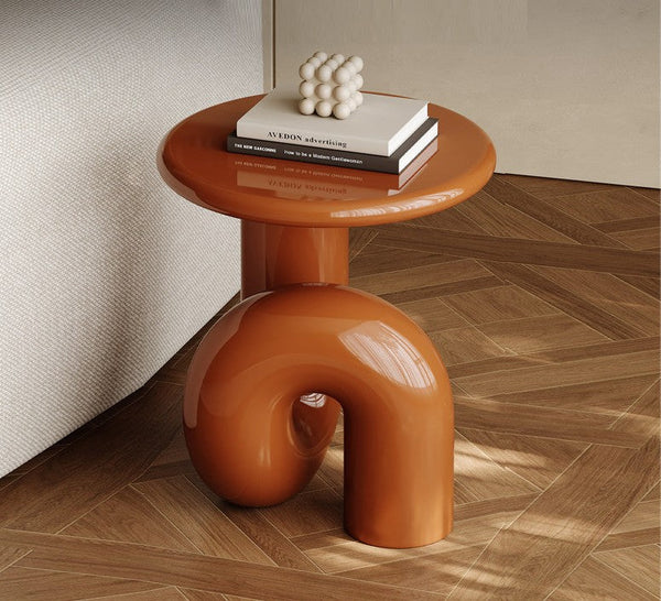 Unique Small End Table, Contemporary Round Side Table, Minimalist Modern Occasional Table, Portable Casual Side Table, Low Profile Sofa Table, Creative Coffee Table, Lightweight Indoor Outdoor Table, Contemporary Side Table-LargePaintingArt.com