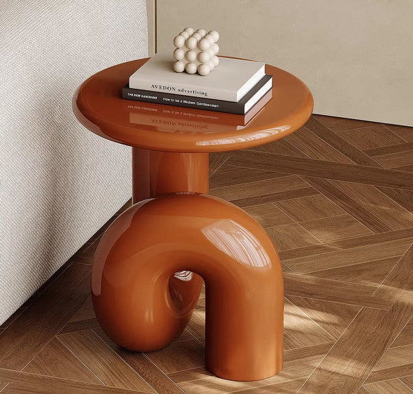 Contemporary Round Side Table, Minimalist Modern Occasional Table, Unique Small End Table, Portable Casual Side Table, Low Profile Sofa Table, Creative Coffee Table, Lightweight Indoor Outdoor Table, Contemporary Side Table-LargePaintingArt.com