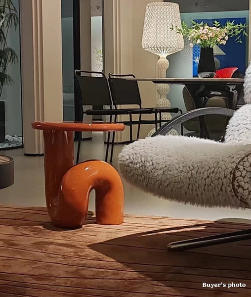 Unique Small End Table, Contemporary Round Side Table, Minimalist Modern Occasional Table, Portable Casual Side Table, Low Profile Sofa Table, Creative Coffee Table, Lightweight Indoor Outdoor Table, Contemporary Side Table-LargePaintingArt.com
