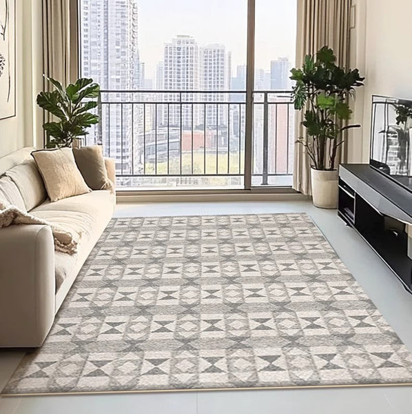 Large Gray Floor Rugs for Living Room, Dining Room Floor Rug, Modern Floor Rugs for Bedroom, Extra Large Geometric Modern Rugs for Office-LargePaintingArt.com