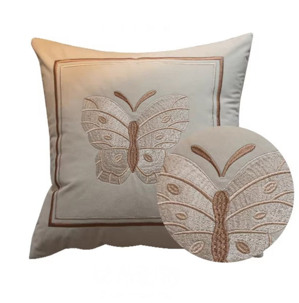 Decorative Pillow Arrangement Ideas for Couch, Modern Decorative Pillows for Bedroom, Embroidered Butterfly Pillow Covers, Large Decorative Throw Pillows for Living Room-LargePaintingArt.com