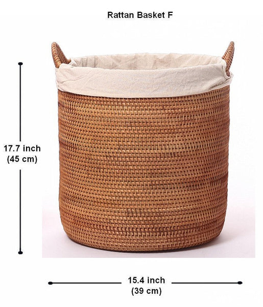 Storage Baskets for Bathroom, Rectangular Storage Baskets, Large Brown Rattan Storage Baskets, Storage Basket with Lid, Storage Baskets for Clothes-LargePaintingArt.com