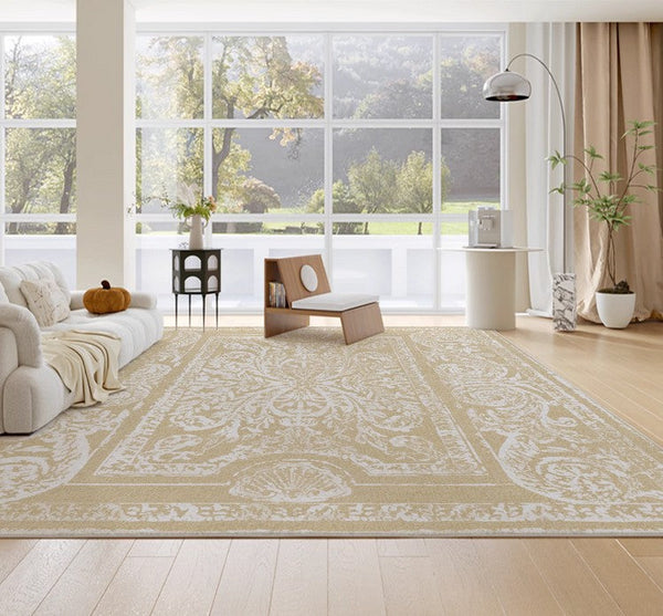 Thick French Style Modern Rugs for Dining Room, Living Room Contemporary Modern Rugs, Mid Century Modern Rugs for Interior Design, Soft Rugs under Coffee Table-LargePaintingArt.com