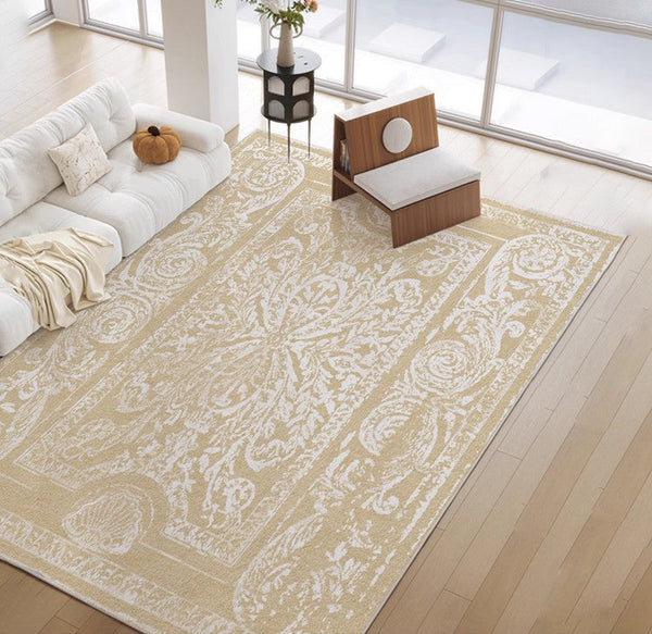 Thick French Style Modern Rugs for Dining Room, Living Room Contemporary Modern Rugs, Mid Century Modern Rugs for Interior Design, Soft Rugs under Coffee Table-LargePaintingArt.com