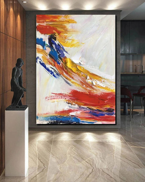 Living Room Wall Art Paintings, Acrylic Abstract Paintings Behind Sofa, Large Painting Behind Couch, Buy Abstract Painting Online, Simple Modern Art-LargePaintingArt.com