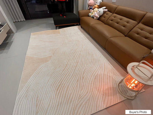 Thick Soft Floor Carpets for Living Room, Cream Color Modern Living Room Rugs, Dining Room Modern Rugs, Soft Contemporary Rugs for Bedroom-LargePaintingArt.com