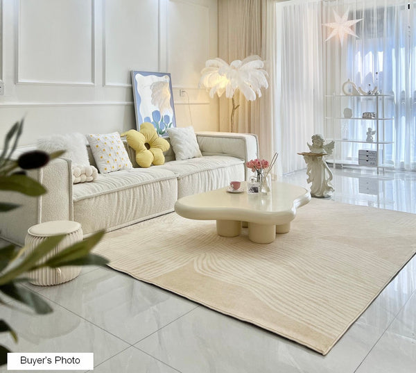Thick Soft Floor Carpets for Living Room, Cream Color Modern Living Room Rugs, Dining Room Modern Rugs, Soft Contemporary Rugs for Bedroom-LargePaintingArt.com