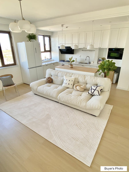 Thick Soft Floor Carpets for Living Room, Cream Color Modern Living Room Rugs, Dining Room Modern Rugs, Soft Contemporary Rugs for Bedroom-LargePaintingArt.com