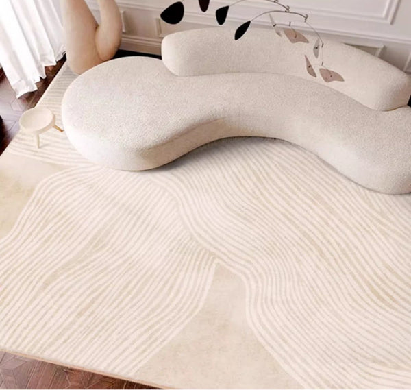Thick Soft Floor Carpets for Living Room, Cream Color Modern Living Room Rugs, Dining Room Modern Rugs, Soft Contemporary Rugs for Bedroom-LargePaintingArt.com
