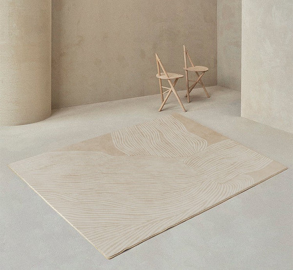 Thick Soft Floor Carpets for Living Room, Cream Color Modern Living Room Rugs, Dining Room Modern Rugs, Soft Contemporary Rugs for Bedroom-LargePaintingArt.com