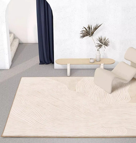 Thick Soft Floor Carpets for Living Room, Cream Color Modern Living Room Rugs, Dining Room Modern Rugs, Soft Contemporary Rugs for Bedroom-LargePaintingArt.com