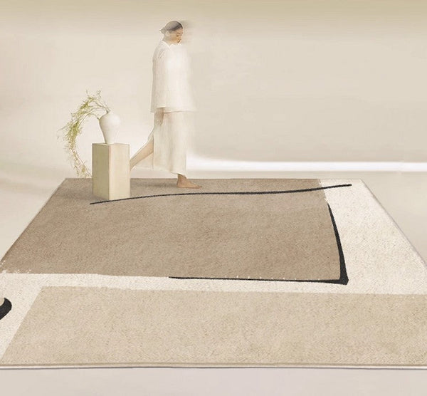 Bedroom Floor Rugs, Geometric Contemporary Rugs for Dining Room, Large Modern Rugs for Living Room, Soft Modern Rug for Living Room-LargePaintingArt.com
