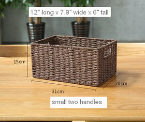 Large Woven Straw Storage Basket, Storage Basket for Bedroom, Rectangle Storage Basket, Picnic Storage Basket, Storage Basket for Toys-LargePaintingArt.com