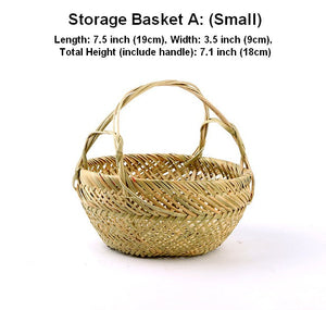 Natural Hand-woven Bamboo Basket, Large Picnic Food Basket with Handle, Lovely Bamboo Baskets for Vegetable, Natural Fruit Basket Kitchen Storage Baskets-LargePaintingArt.com