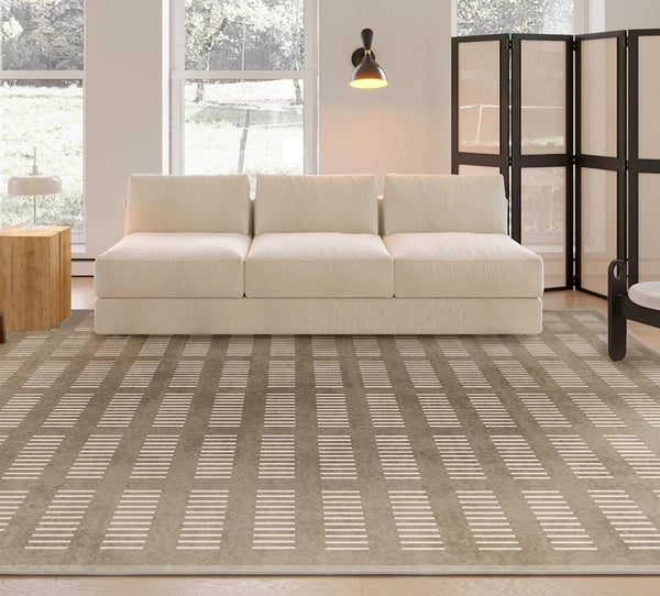 Modern Living Room Rug Placement Ideas, Thick Soft Floor Carpets for Living Room, Dining Room Modern Rugs, Soft Contemporary Rugs for Bedroom-LargePaintingArt.com