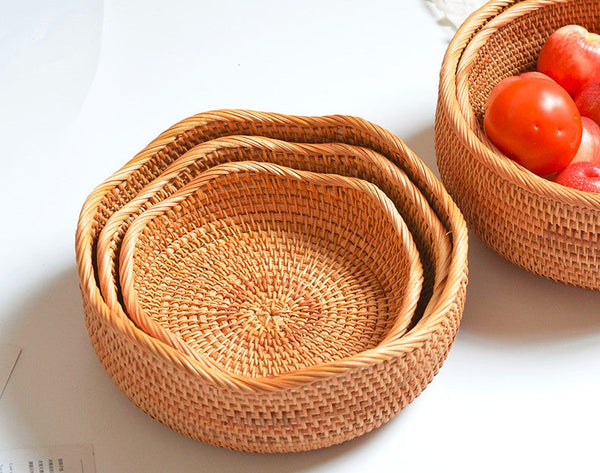 Small Rattan Baskets, Round Storage Basket, Woven Storage Baskets, Kitchen Storage Baskets, Storage Baskets for Shelves-LargePaintingArt.com