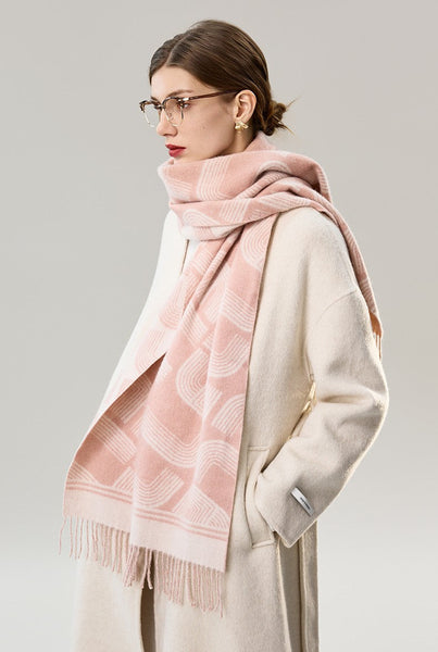 Holiday Women Scarf, Cold Weather Scarf, Fashion Designer Scarf, Modern Wool Scarf, Warm Winter Scarf, Soft Cashmere Scarf for Women, Elegant Scarf-LargePaintingArt.com