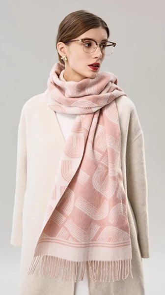 Holiday Women Scarf, Cold Weather Scarf, Fashion Designer Scarf, Modern Wool Scarf, Warm Winter Scarf, Soft Cashmere Scarf for Women, Elegant Scarf-LargePaintingArt.com