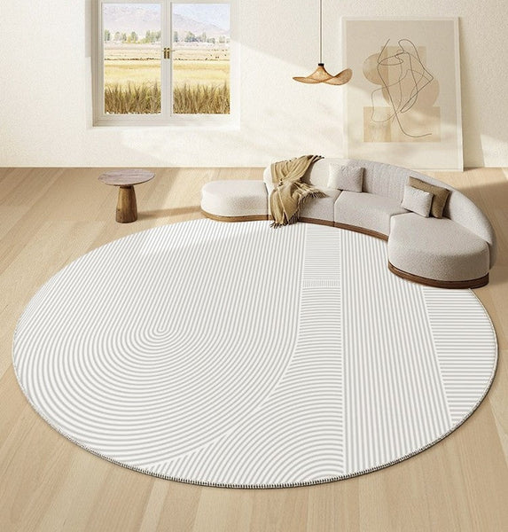 Unique Round Rugs under Coffee Table, Large Modern Round Rugs for Dining Room, Circular Modern Rugs for Bedroom, Contemporary Modern Rug Ideas for Living Room-LargePaintingArt.com