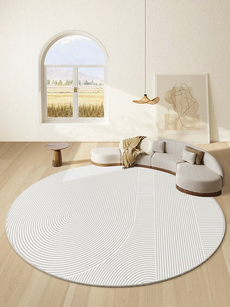 Unique Round Rugs under Coffee Table, Large Modern Round Rugs for Dining Room, Circular Modern Rugs for Bedroom, Contemporary Modern Rug Ideas for Living Room-LargePaintingArt.com