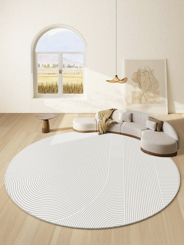Unique Round Rugs under Coffee Table, Large Modern Round Rugs for Dining Room, Circular Modern Rugs for Bedroom, Contemporary Modern Rug Ideas for Living Room-LargePaintingArt.com