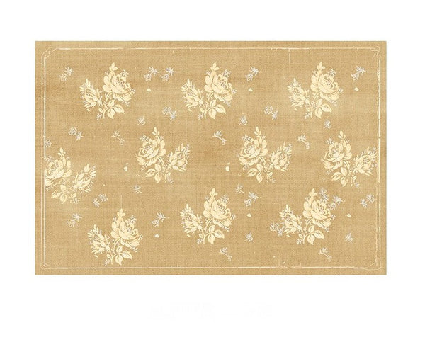 Flower Pattern French Style Modern Rugs for Dining Room, Contemporary Modern Rugs, Mid Century Modern Rugs for Interior Design, Yellow Soft Rugs under Coffee Table-LargePaintingArt.com
