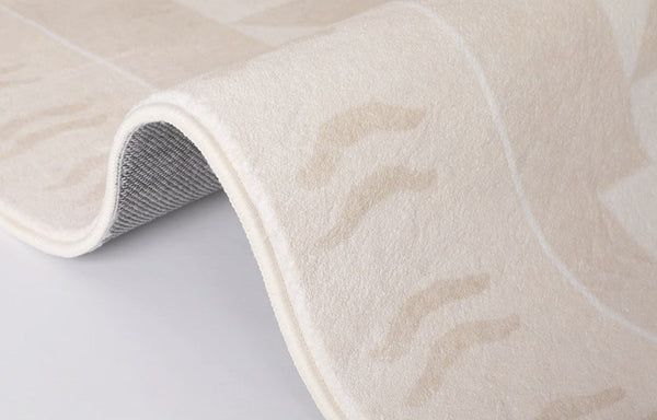 Abstract Cream Color Modern Carpets for Living Room, Modern Rugs for Dining Room, Soft Contemporary Rugs for Bedroom, Mid Century Modern Rugs Next to Bed-LargePaintingArt.com