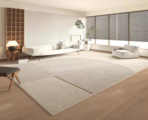 Contemporary Abstract Rugs under Dining Room Table, Large Modern Rugs for Living Room, Mid Century Modern Rugs for Bedroom-LargePaintingArt.com