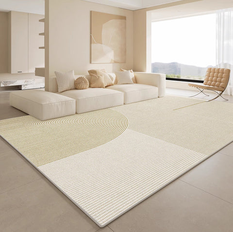 Modern Rugs under Sofa, Dining Room Floor Rugs, Abstract Contemporary Rugs for Bedroom, Modern Rugs for Office, Large Cream Color Rugs in Living Room-LargePaintingArt.com