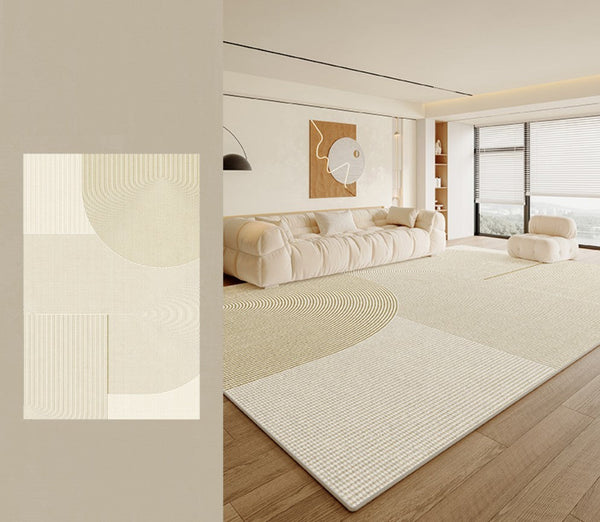 Modern Rugs under Sofa, Dining Room Floor Rugs, Abstract Contemporary Rugs for Bedroom, Modern Rugs for Office, Large Cream Color Rugs in Living Room-LargePaintingArt.com