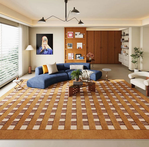 Colorful Modern Rugs for Living Room, Geometric Modern Rugs for Dining Room, Mid Century Modern Rugs, Contemporary Abstract Rugs under Coffee Table-LargePaintingArt.com