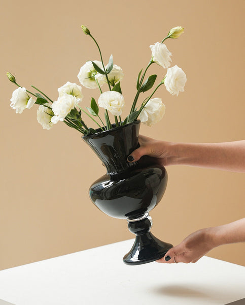 Handmade Modern Vases for Living Room, Modern Glass Vase for Flowers, Mid Century Glass Vases, Unique Decorative Glass Vase, Centerpiece Contemporary Vases on Table-LargePaintingArt.com