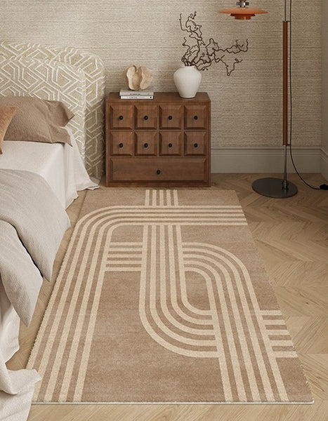 Abstract Modern Rugs for Living Room, Contemporary Modern Rugs Next to Bed, Geometric Modern Rugs under Dining Room Table, Brown Modern Carpets for Office-LargePaintingArt.com