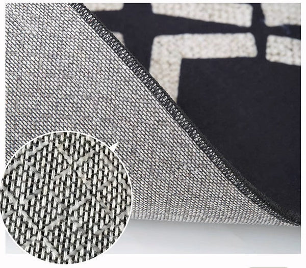 Elegant Modern Area Rugs under Sofa, Dining Room Floor Rugs, Mid Century Black Rugs for Living Room, Abstract Contemporary Rugs for Bedroom, Modern Carpets for Office-LargePaintingArt.com