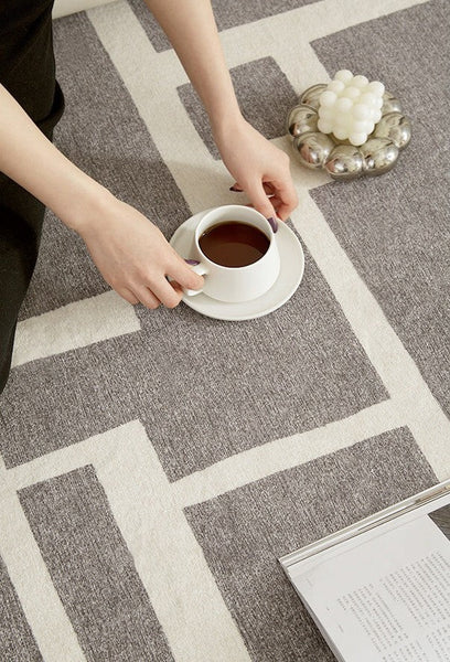 Geometric Modern Rugs for Living Room, Gray Modern Rugs for Bedroom, Contemporary Area Rugs for Dining Room-LargePaintingArt.com