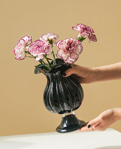 Handmade Modern Vases for Living Room, Modern Glass Vase for Flowers, Mid Century Glass Vases, Unique Decorative Glass Vase, Centerpiece Contemporary Vases on Table-LargePaintingArt.com